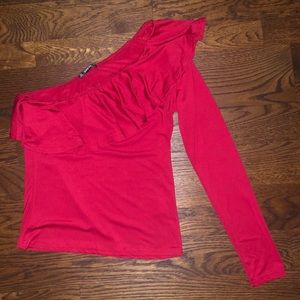 NWOT One shoulder ruffle top